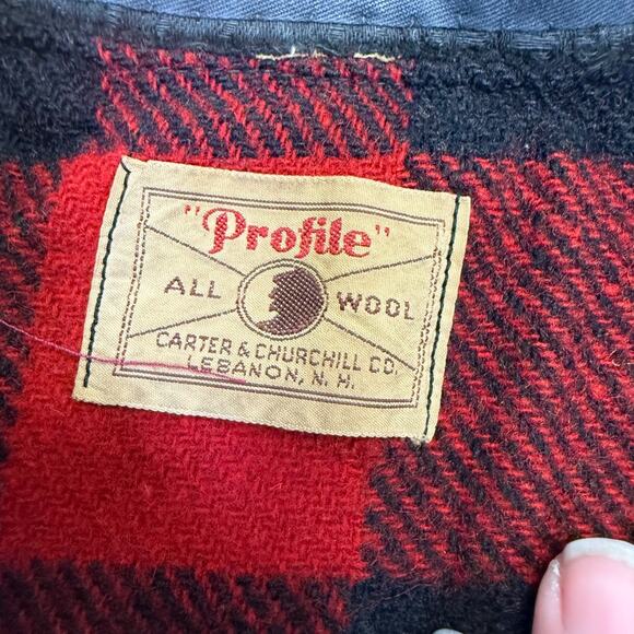 Vintage Profile Buffalo Plaid Flannel Shirt/Jacket Wool Carter & Churchill - Picture 4 of 7